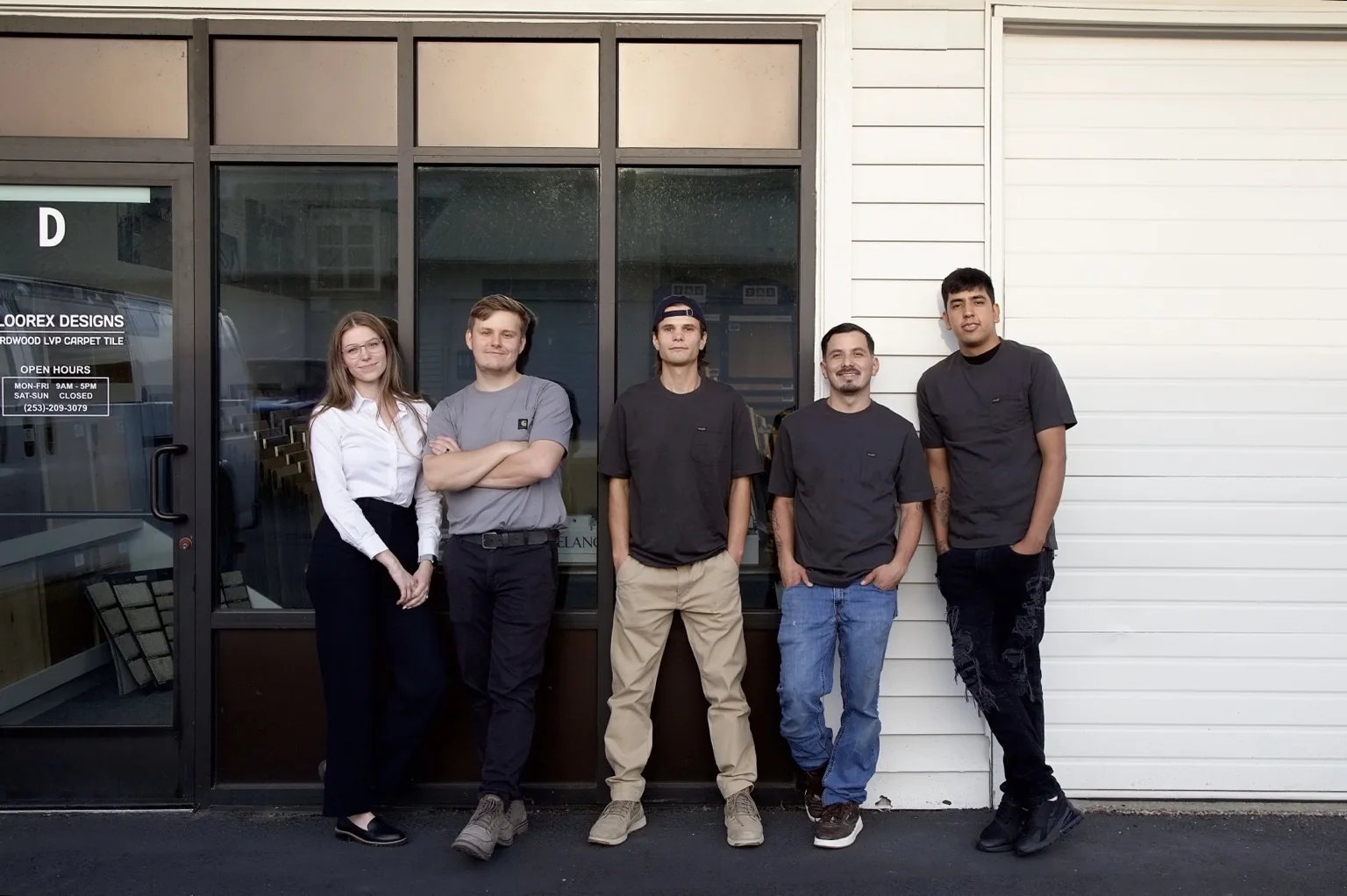 The five members of the Floorex Designs team standing together